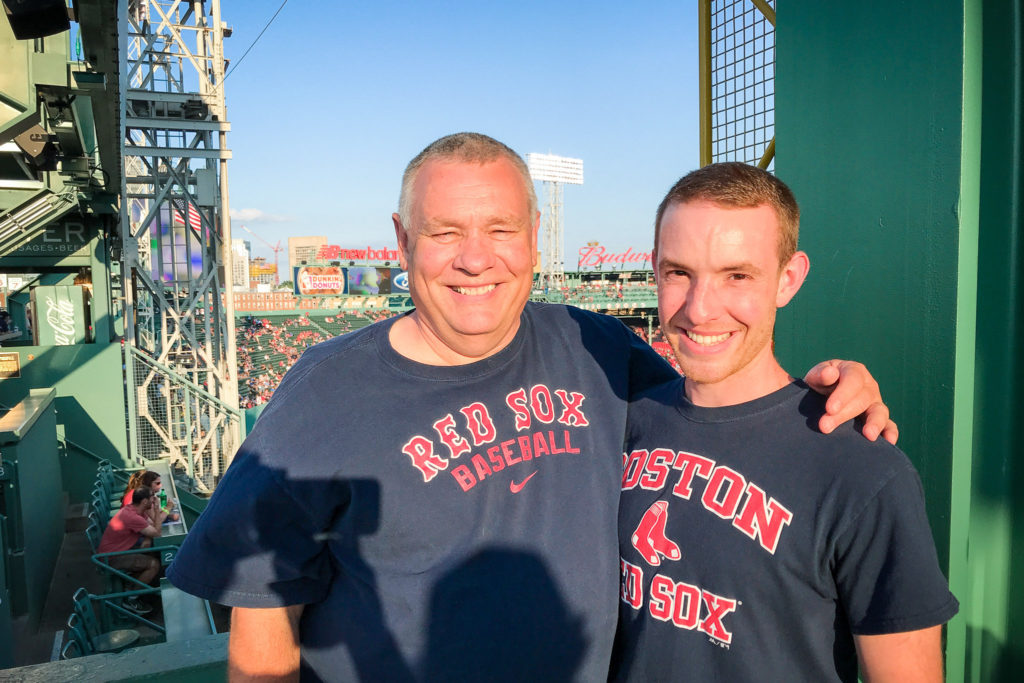 Atop the Green Monster with the sun in our eyes